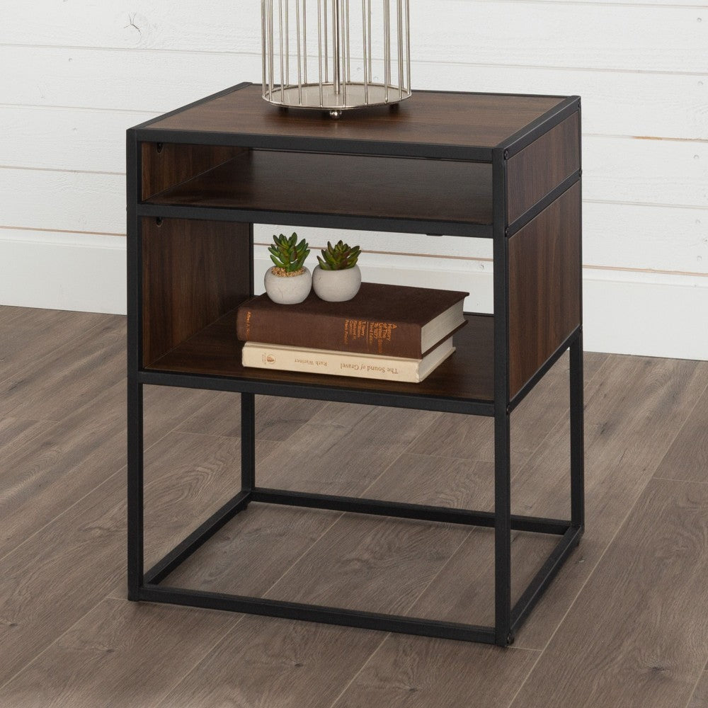 Jersey Industrial Modern Side Table - Dark Walnut