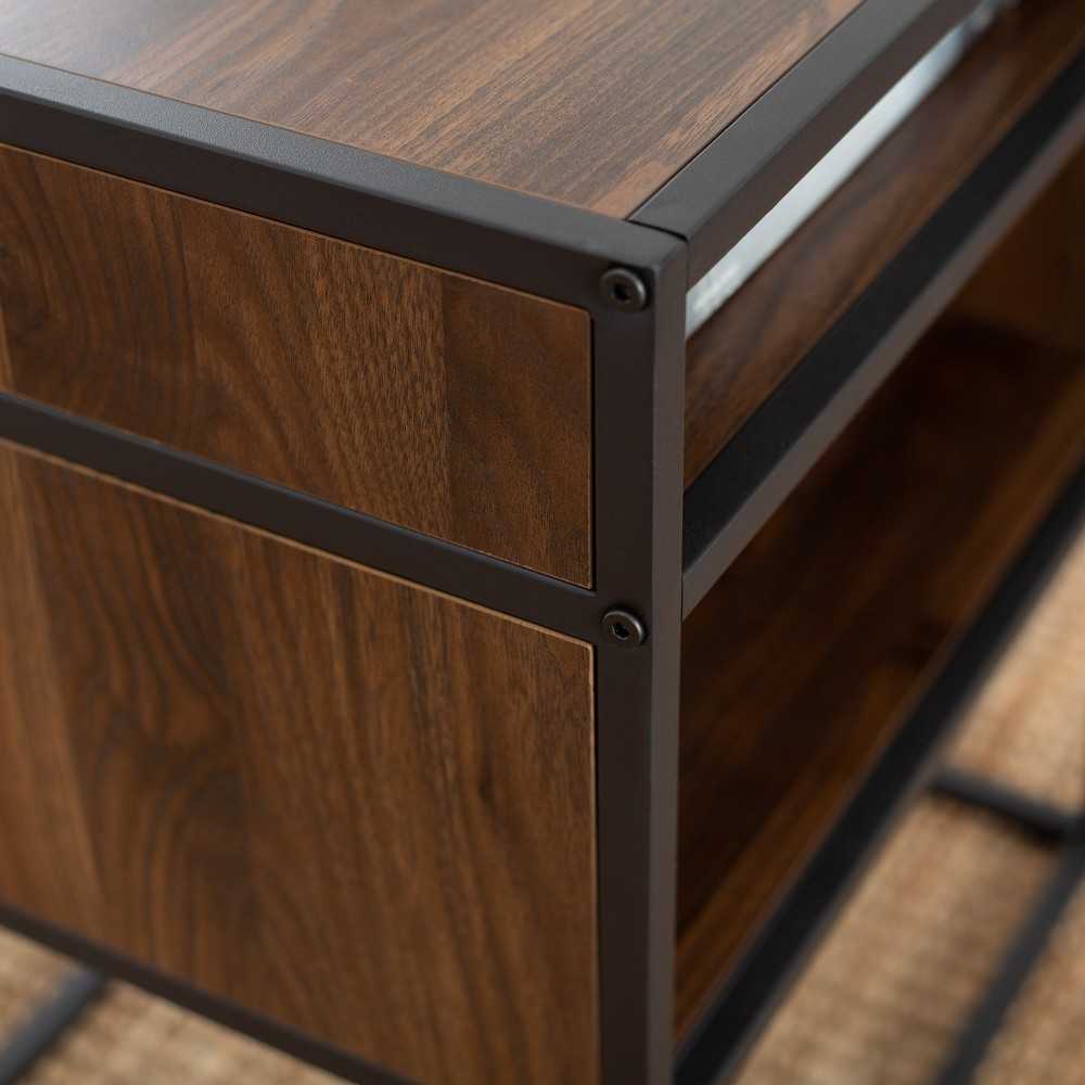 Jersey Industrial Modern Side Table - Dark Walnut