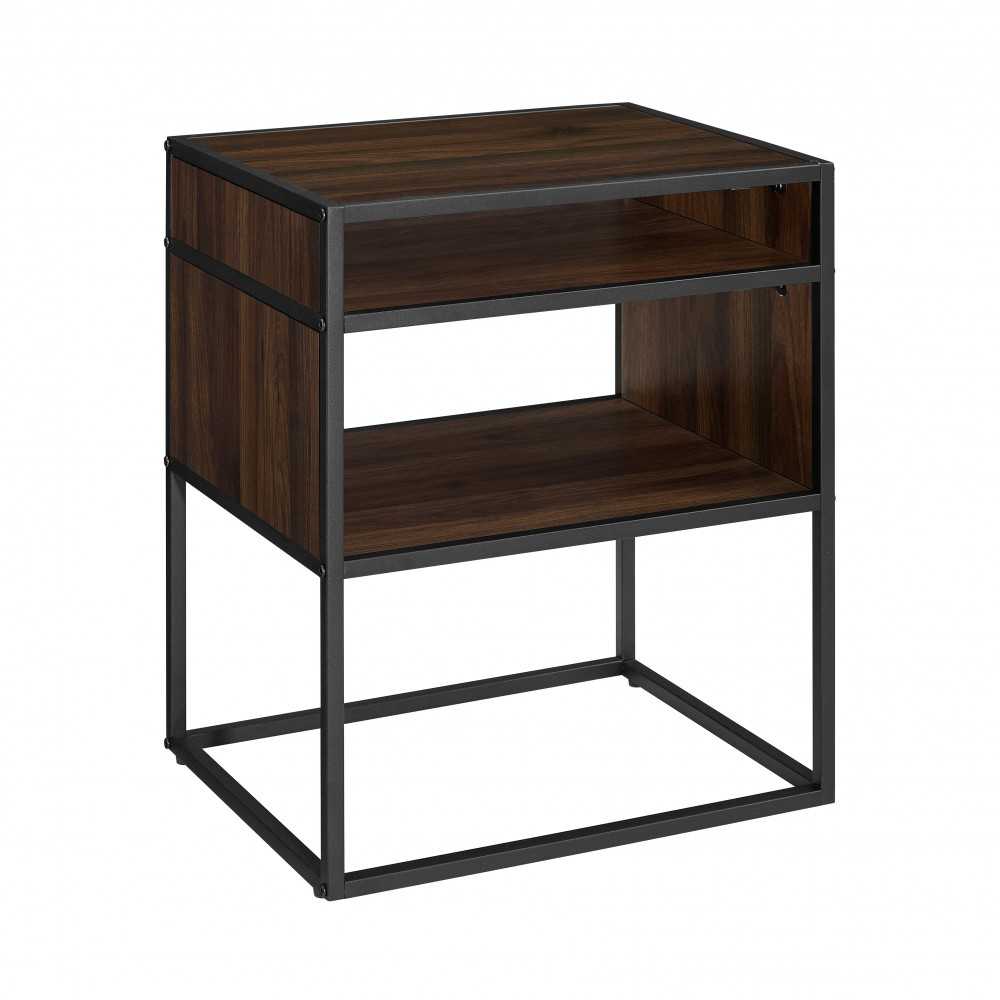 Jersey Industrial Modern Side Table - Dark Walnut