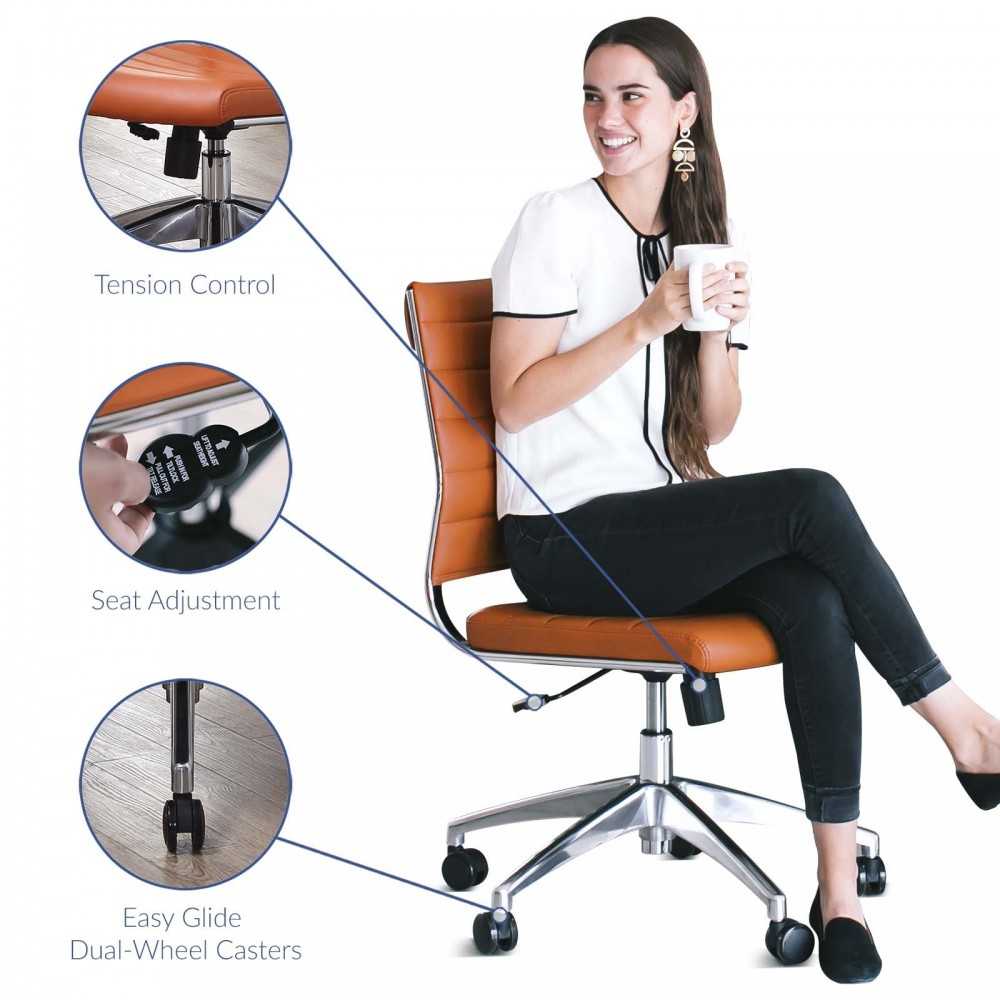 Jive Armless Mid Back Office Chair, Orange