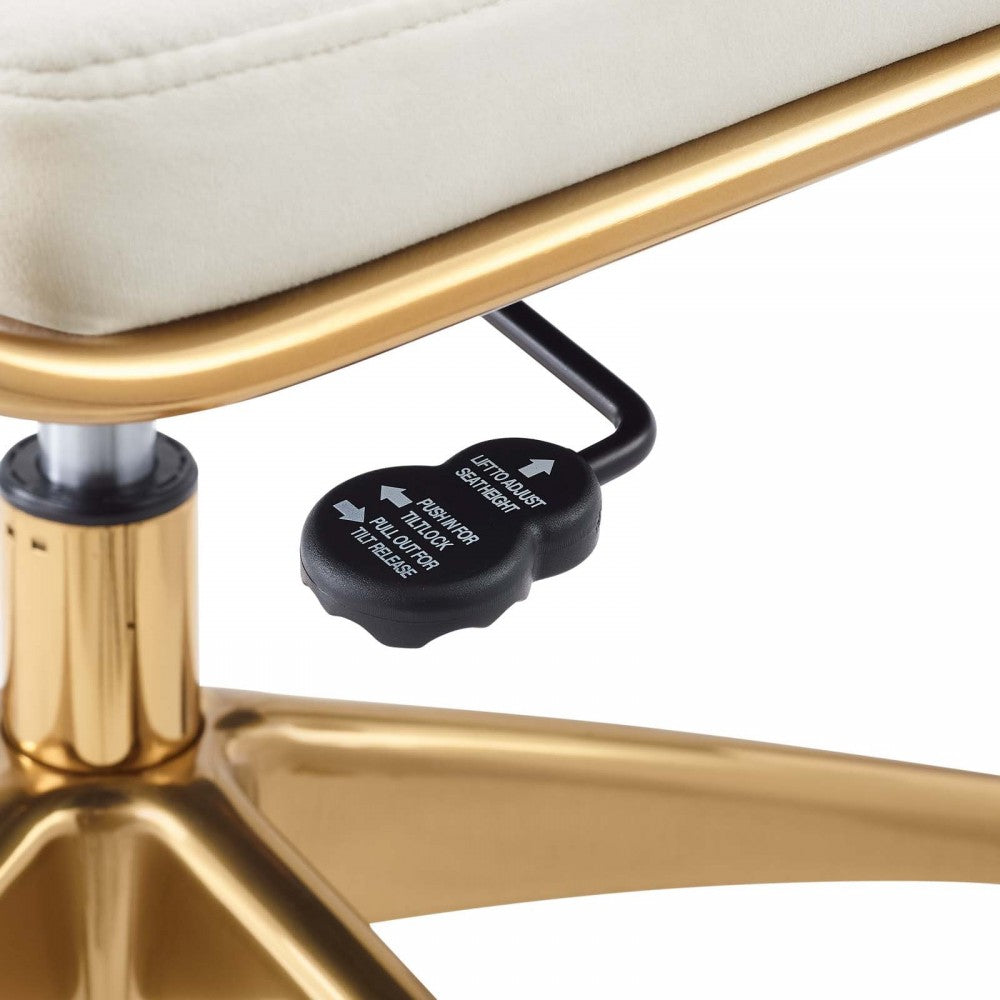 Jive Armless Mid Back Performance Velvet Office Chair, Ivory