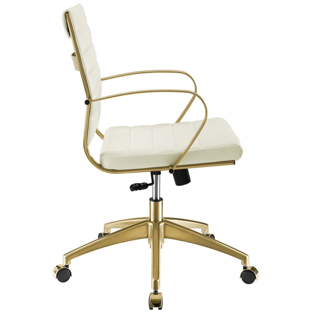 Jive Gold Stainless Steel Midback Office Chair, Gold White