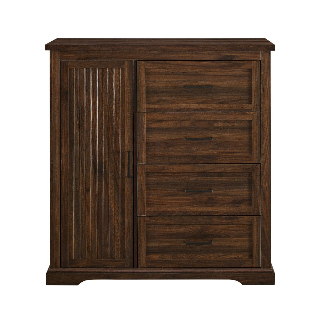 Jolene 45" 4 Drawer Grooved Wardrobe - Dark Walnut