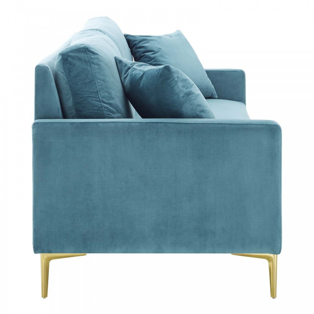 Juliana Performance Velvet Sofa, Sea Blue