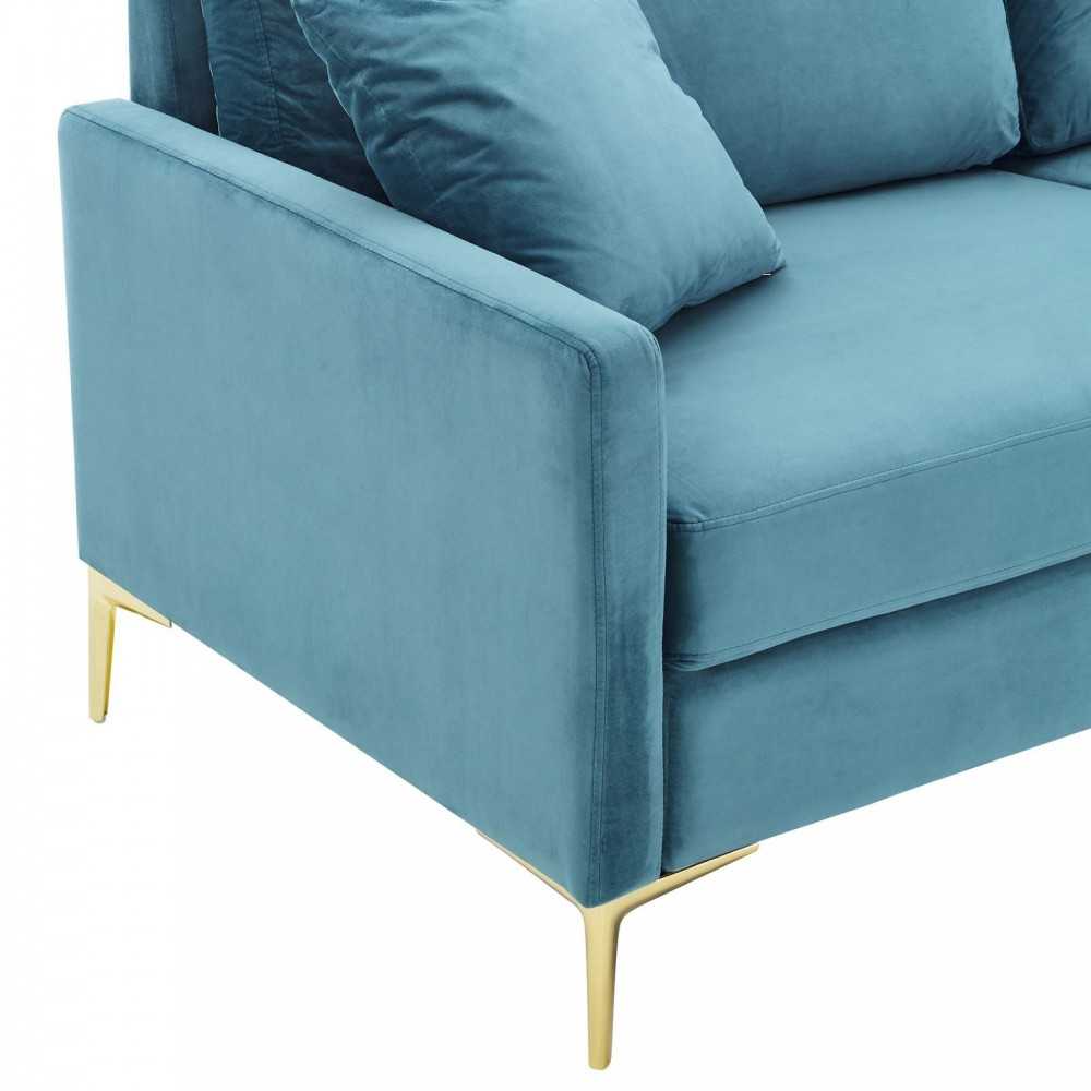 Juliana Performance Velvet Sofa, Sea Blue