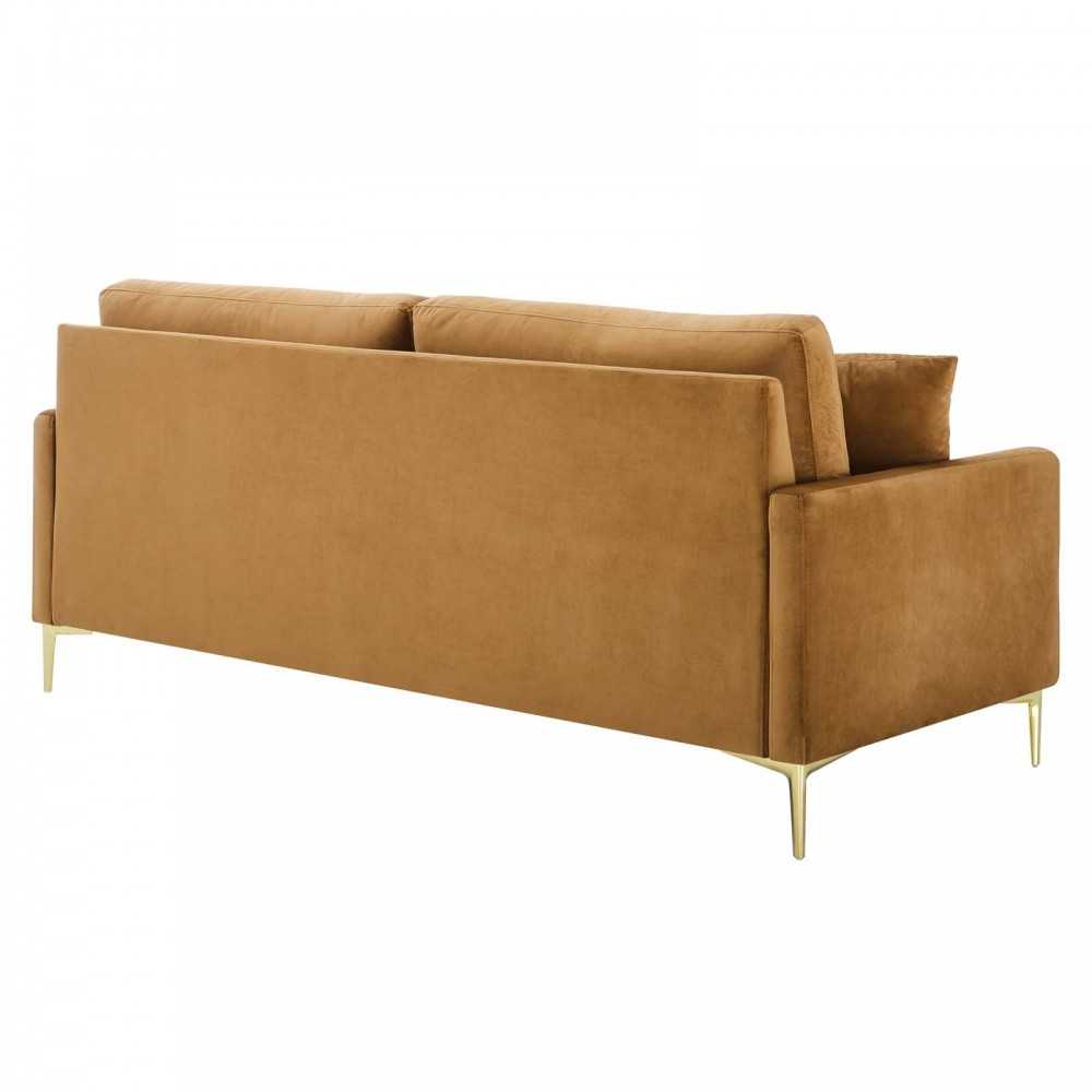 Juliana Performance Velvet Sofa, Cognac
