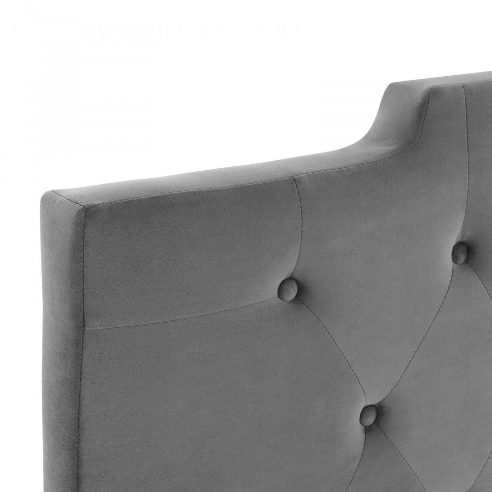 Juliet Tufted King/California King Performance Velvet Headboard, Charcoal