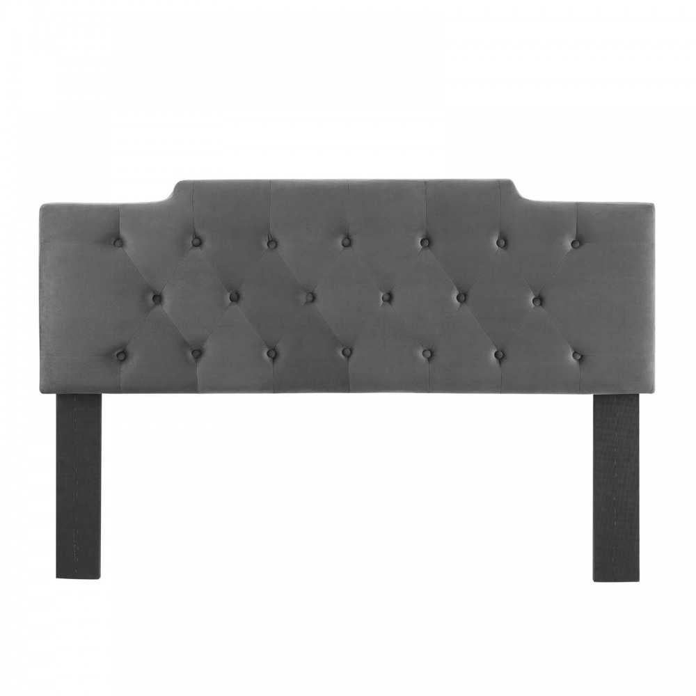 Juliet Tufted King/California King Performance Velvet Headboard, Charcoal