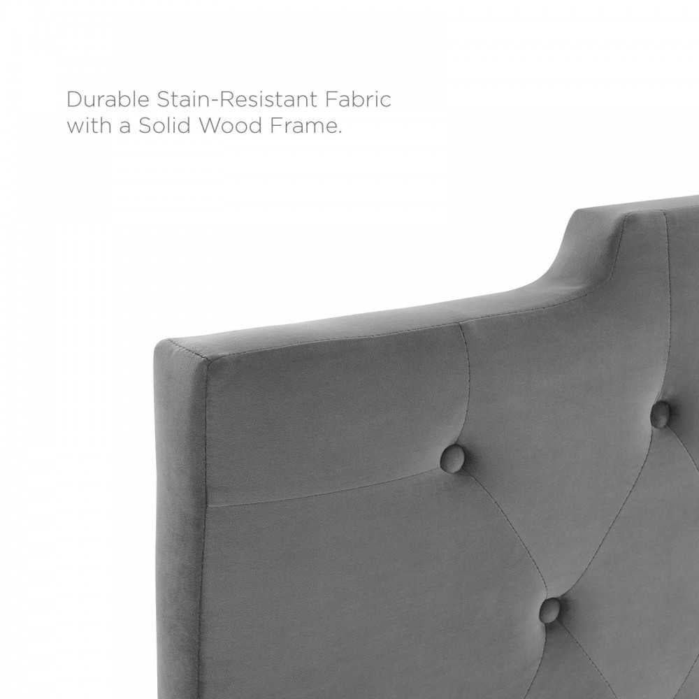 Juliet Tufted King/California King Performance Velvet Headboard, Charcoal