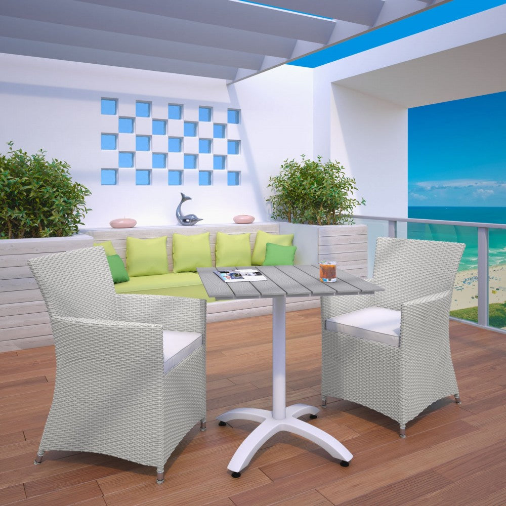 Junction 3 Piece Outdoor Patio Dining Set, Gray White