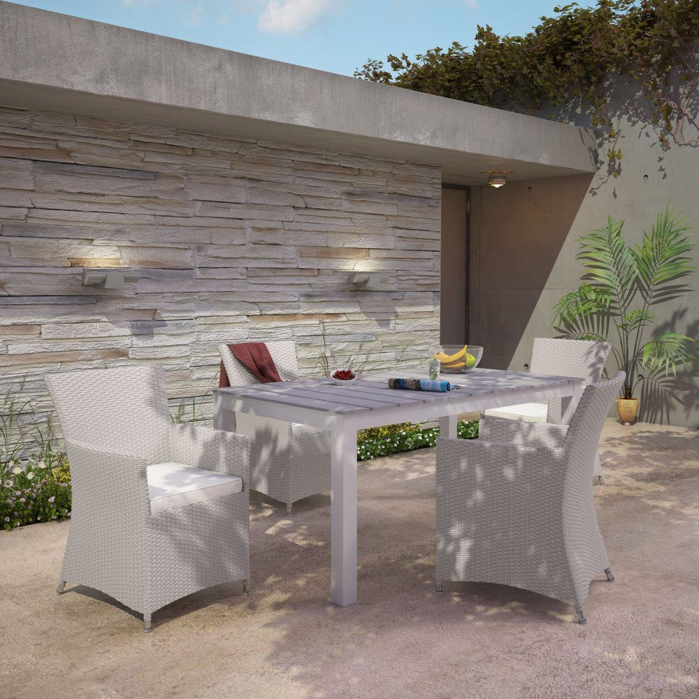 Junction 5 Piece Outdoor Patio Dining Set, Gray White, EEI-1746-GRY-WHI-SET