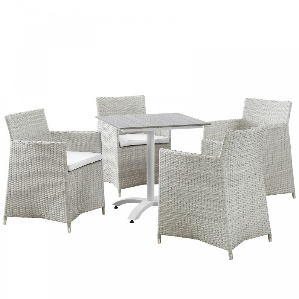 Junction 5 Piece Outdoor Patio Dining Set, Gray White, EEI-1760-GRY-WHI-SET