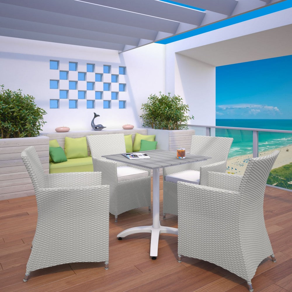 Junction 5 Piece Outdoor Patio Dining Set, Gray White, EEI-1760-GRY-WHI-SET