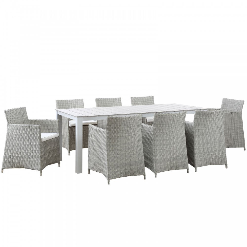 Junction 9 Piece Outdoor Patio Dining Set, Gray White