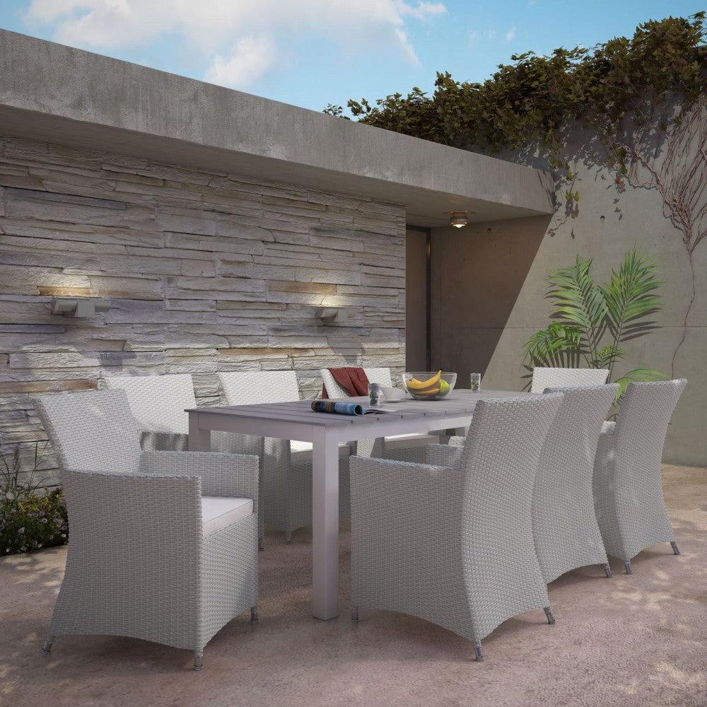 Junction 9 Piece Outdoor Patio Dining Set, Gray White