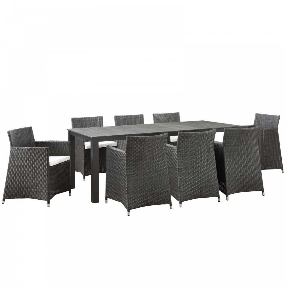 Junction 9 Piece Outdoor Patio Dining Set, Brown White