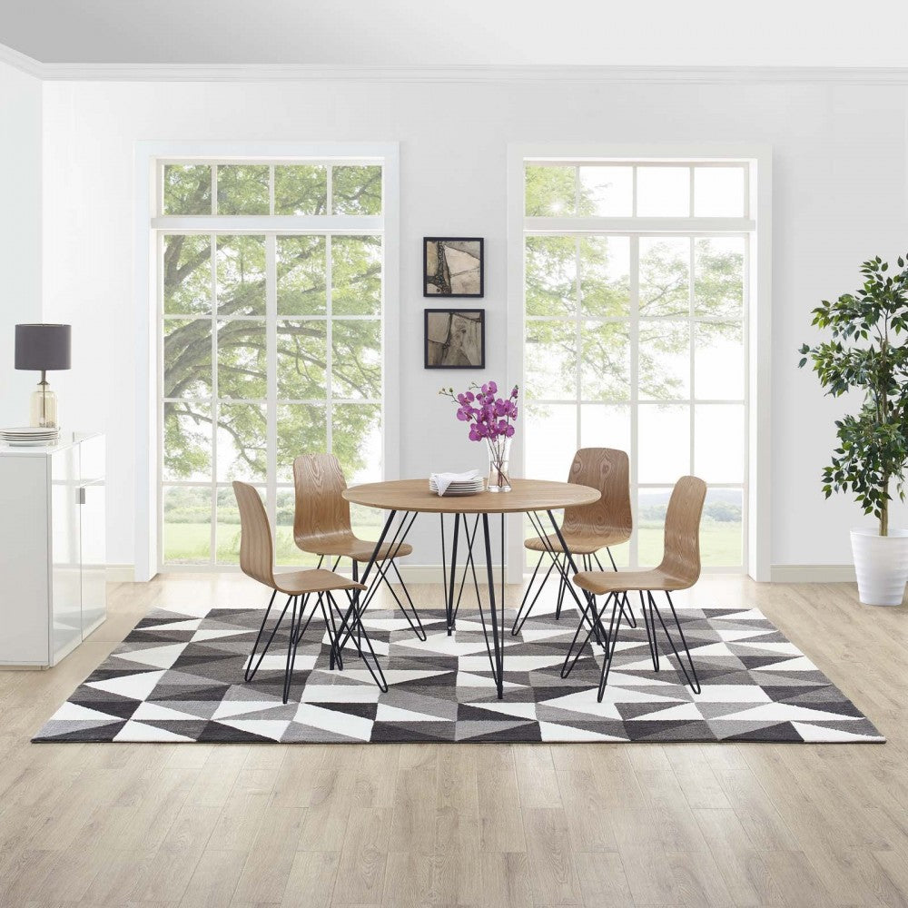 Kahula Geometric Triangle Mosaic 8x10 Area Rug, Black, Gray and White