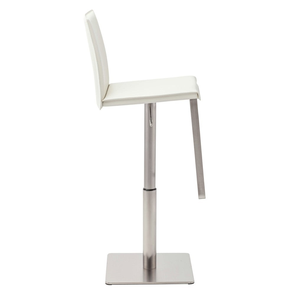 Kailee White Leather Adjustable Stool