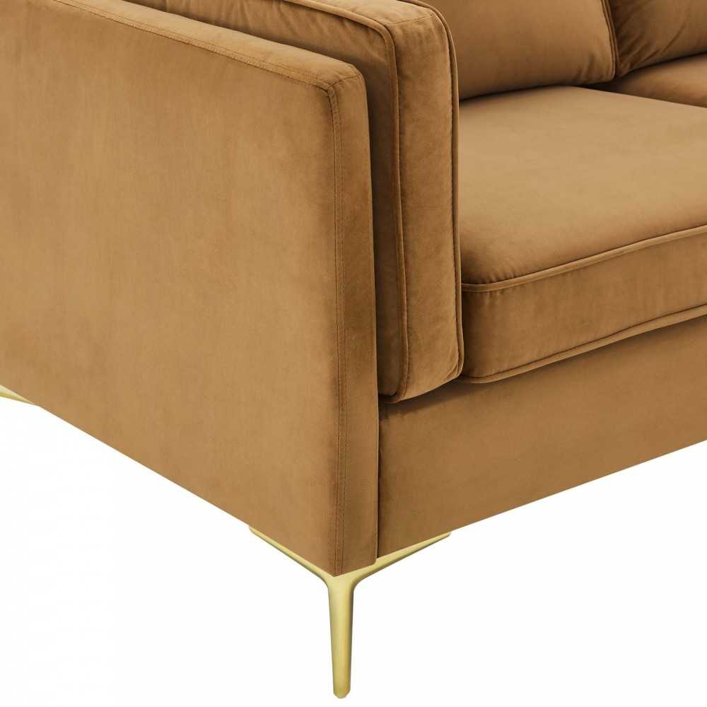 Kaiya Performance Velvet Sofa, Cognac