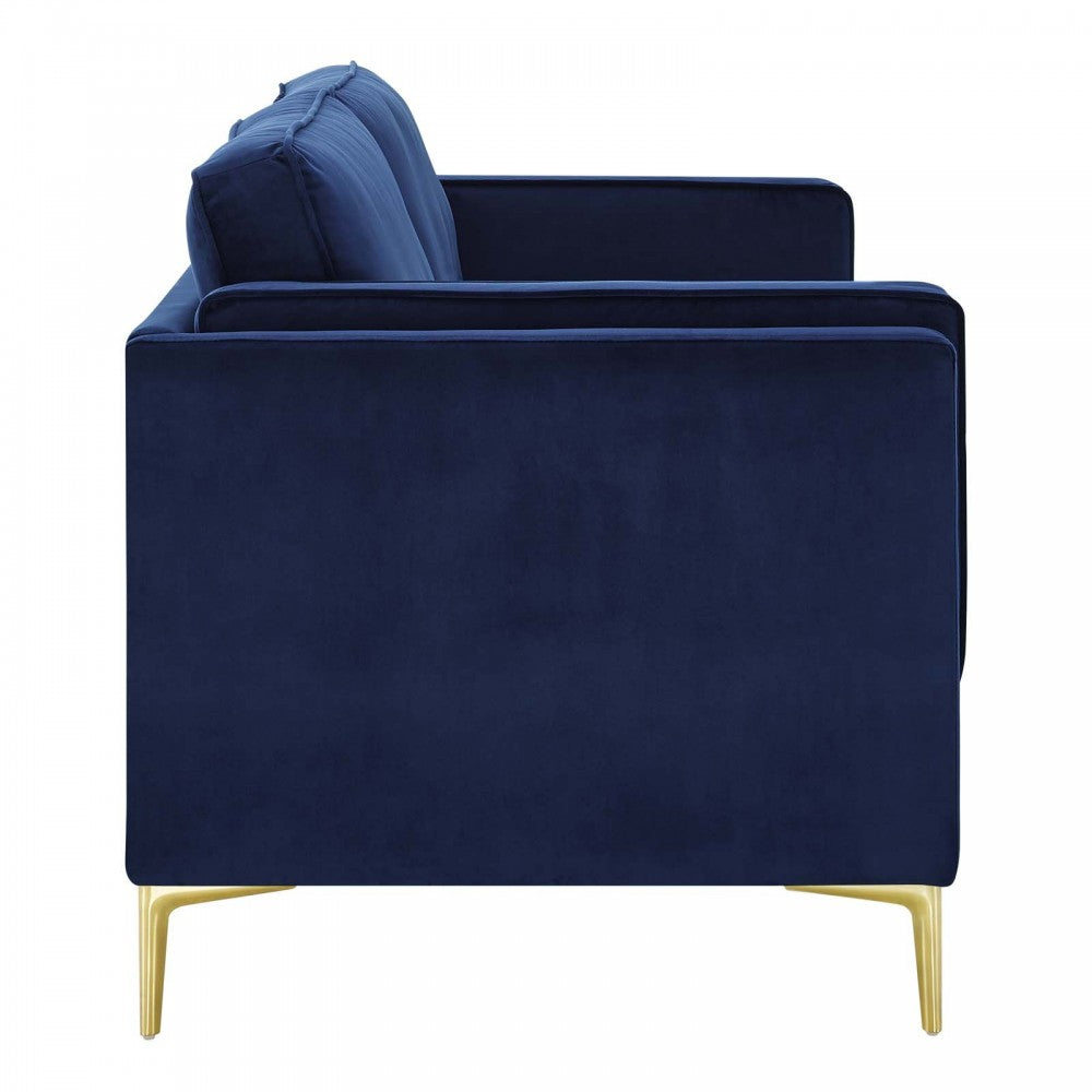 Kaiya Performance Velvet Sofa, Midnight Blue