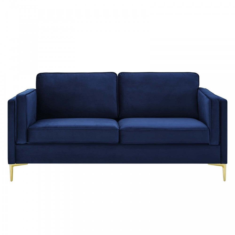 Kaiya Performance Velvet Sofa, Midnight Blue