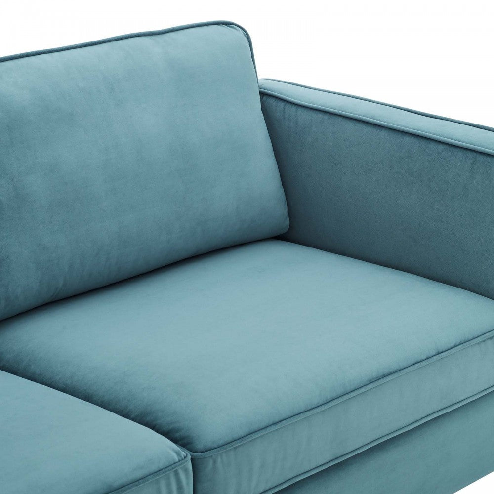Kaiya Performance Velvet Sofa, Sea Blue