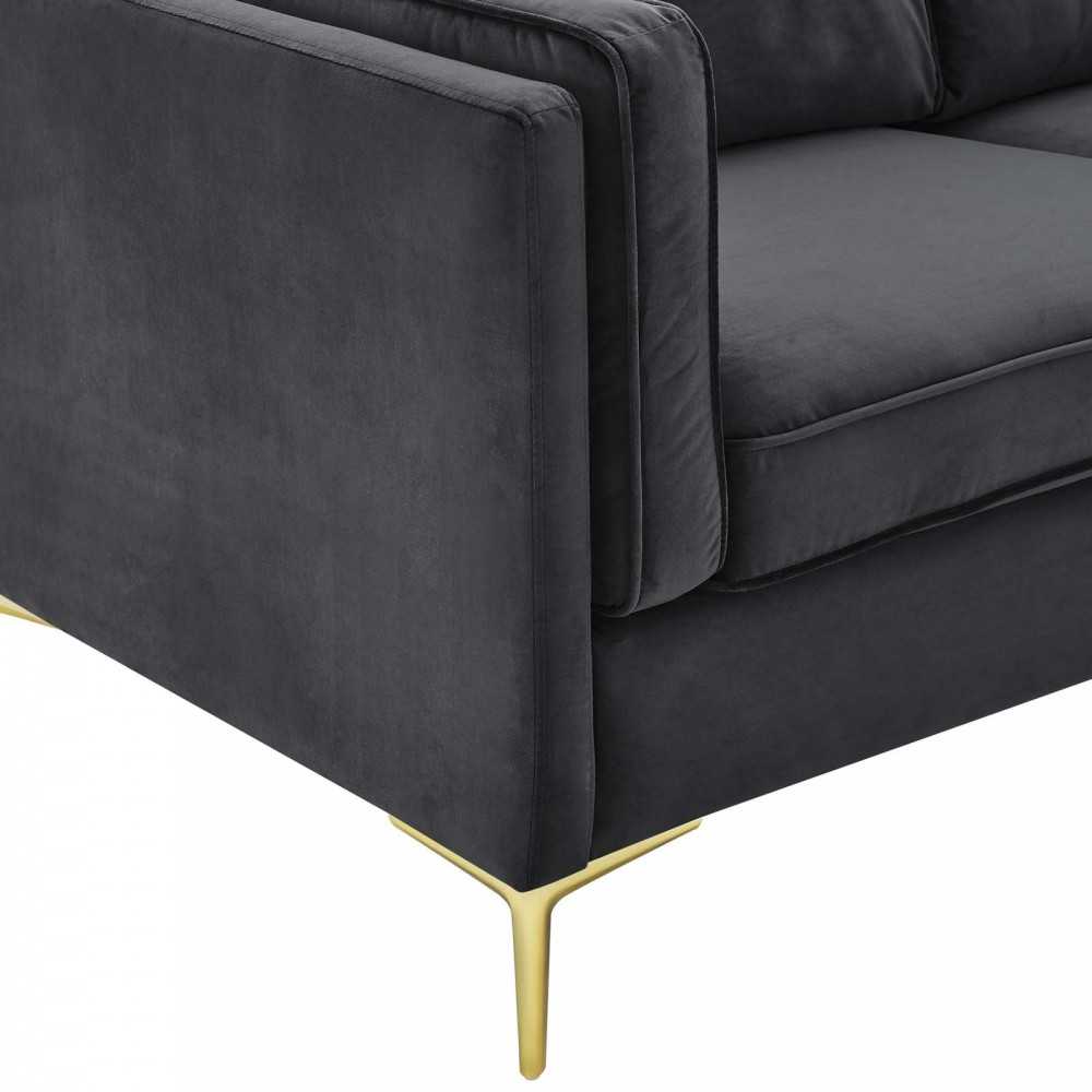 Kaiya Performance Velvet Sofa, Charcoal