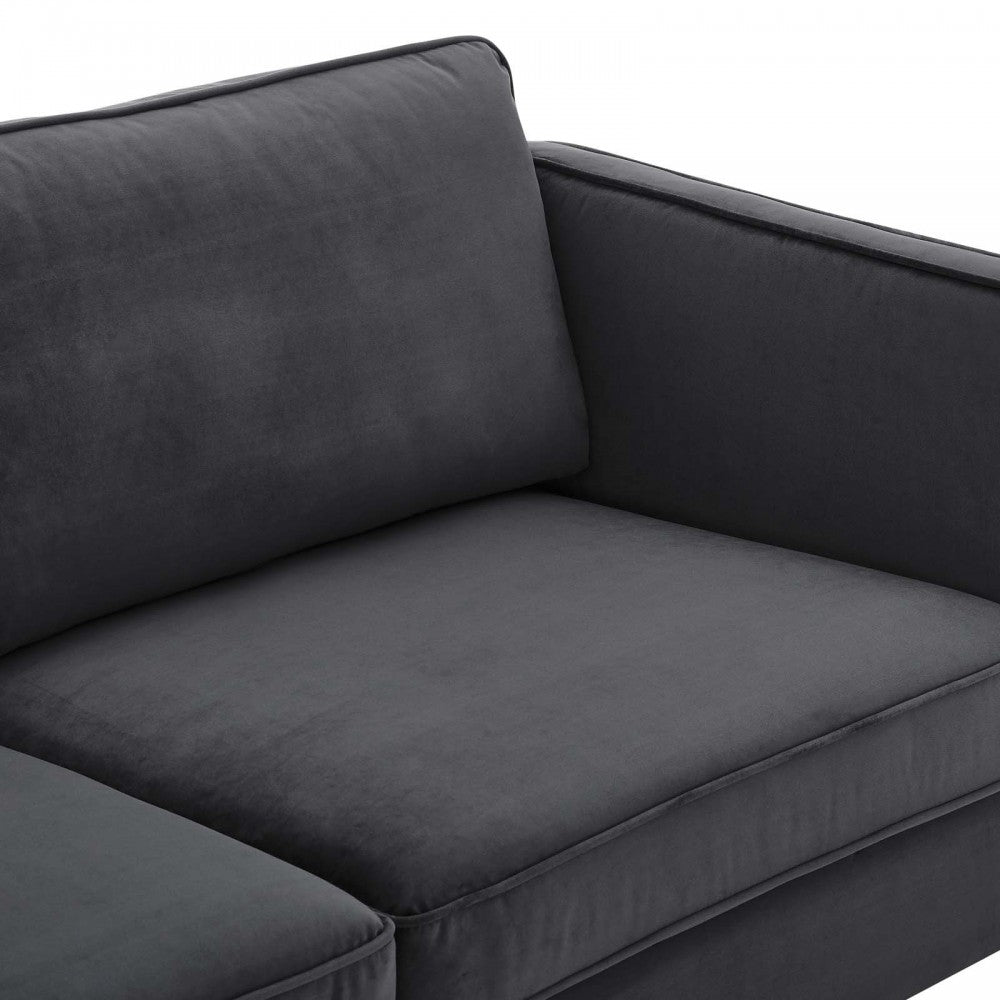 Kaiya Performance Velvet Sofa, Charcoal