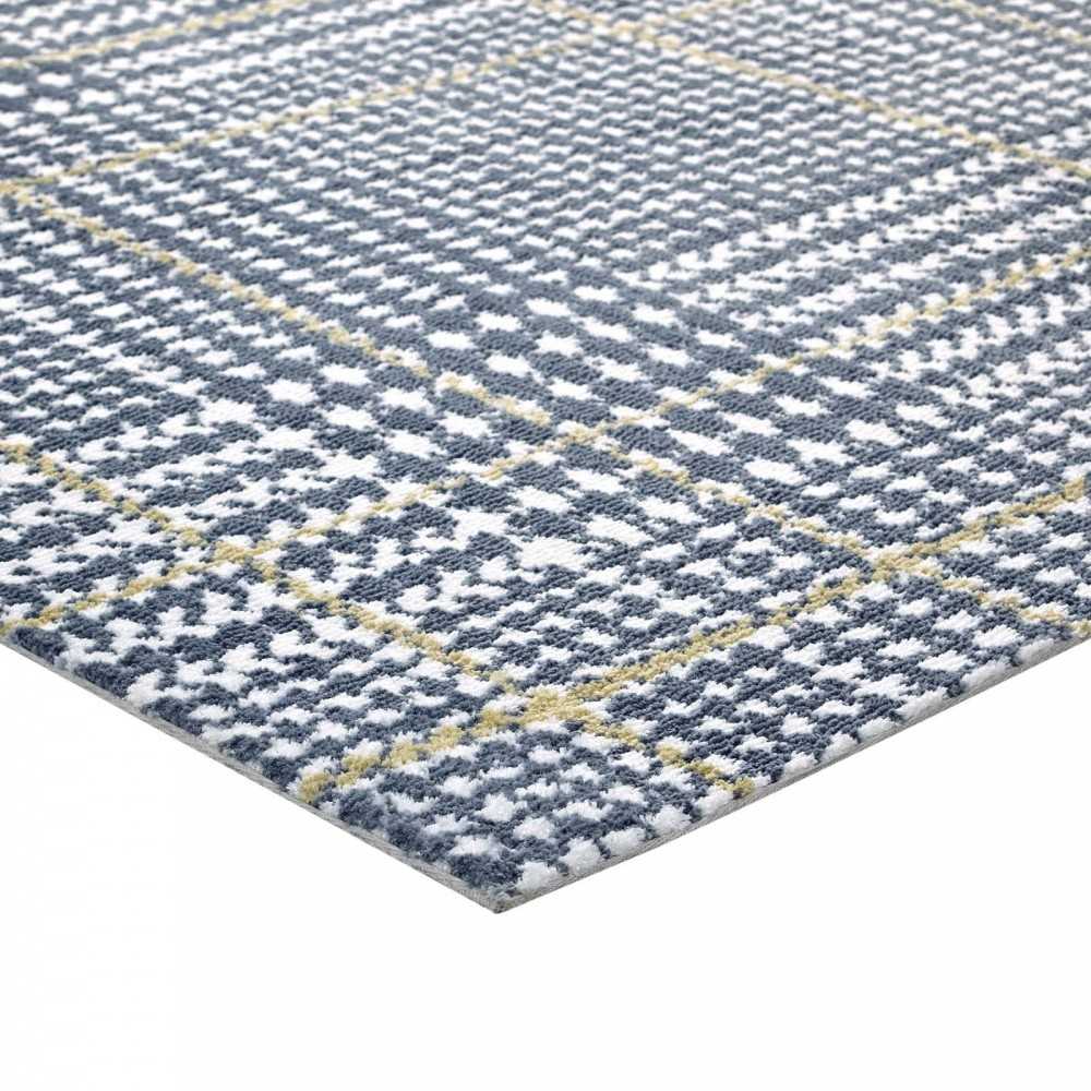 Kaja Abstract Plaid 5x8 Area Rug, Ivory, Cadet Blue and Citron
