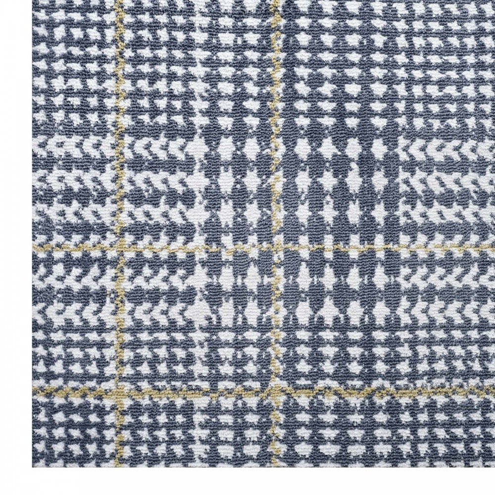 Kaja Abstract Plaid 5x8 Area Rug, Ivory, Cadet Blue and Citron