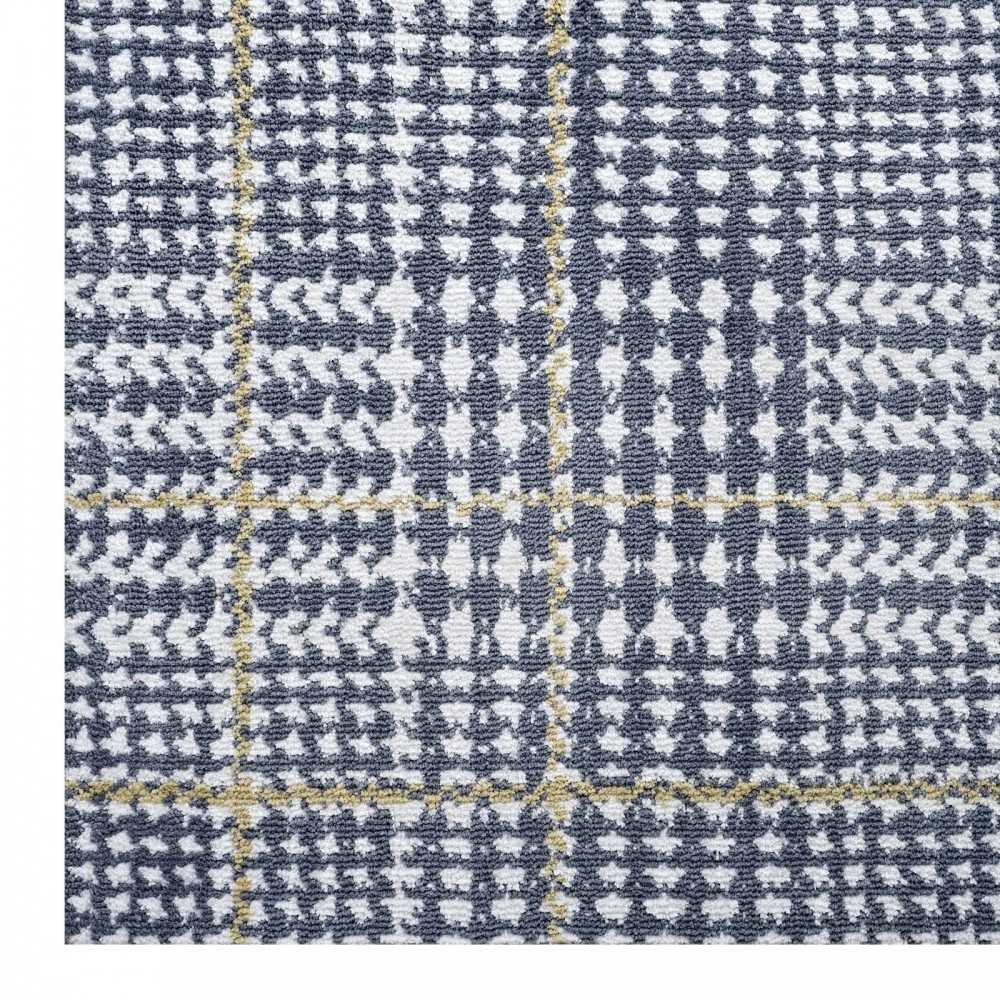 Kaja Abstract Plaid 8x10 Area Rug, Ivory, Cadet Blue and Citron