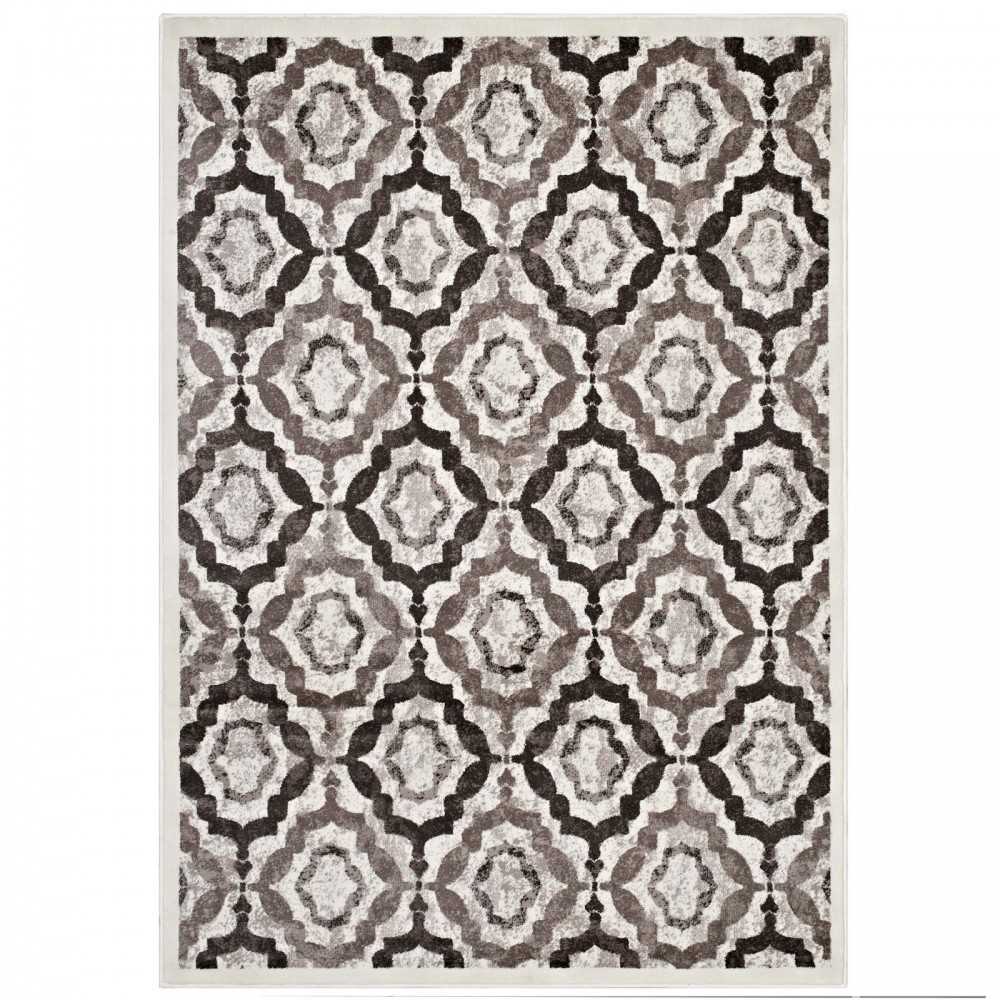 Kalinda Rustic Vintage Moroccan Trellis 8x10 Area Rug, Brown, Beige and Ivory