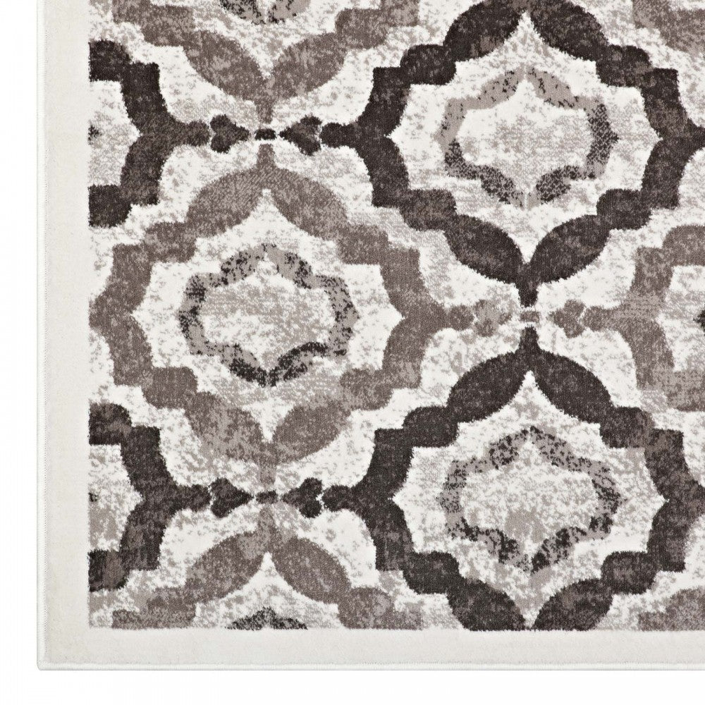 Kalinda Rustic Vintage Moroccan Trellis 8x10 Area Rug, Brown, Beige and Ivory