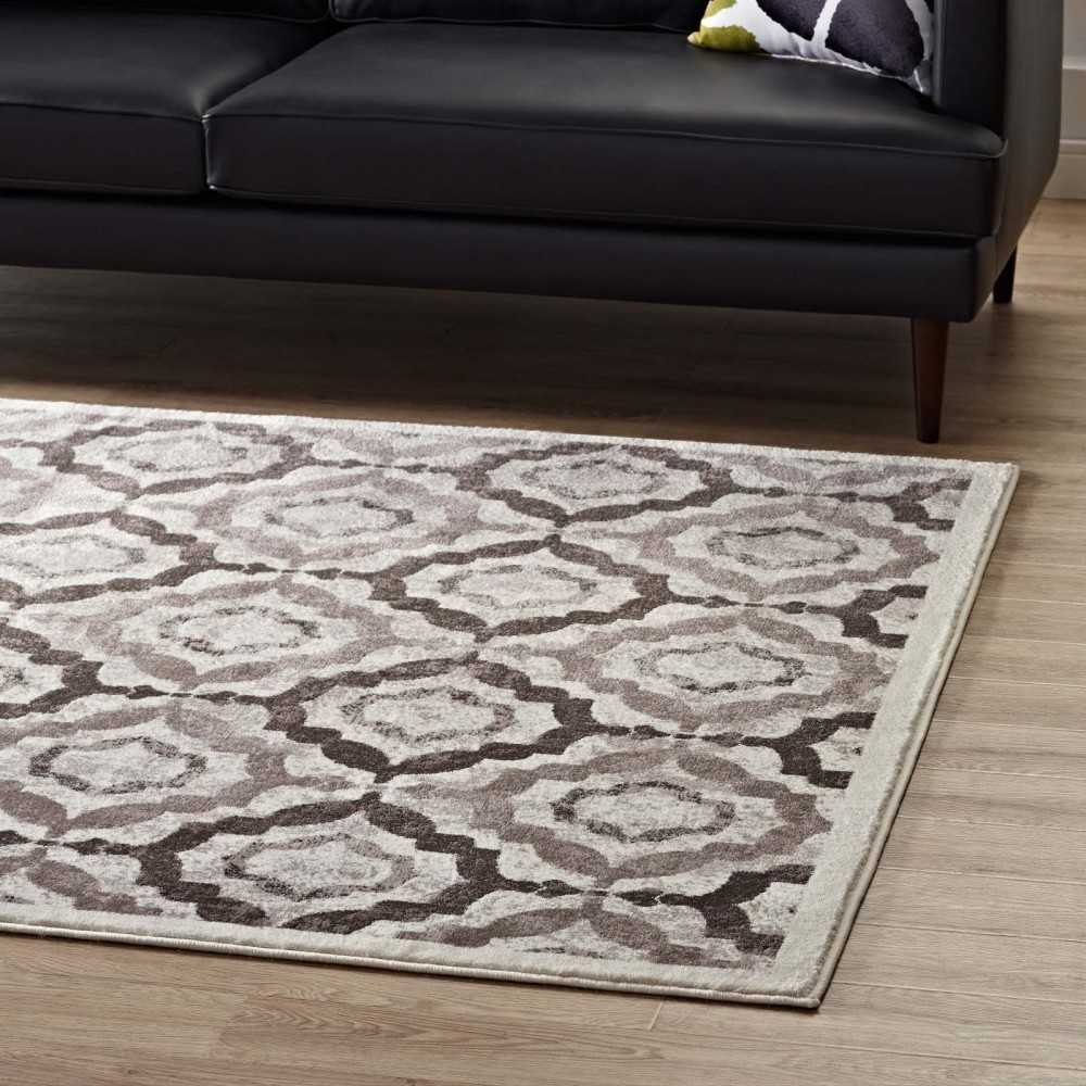 Kalinda Rustic Vintage Moroccan Trellis 8x10 Area Rug, Brown, Beige and Ivory