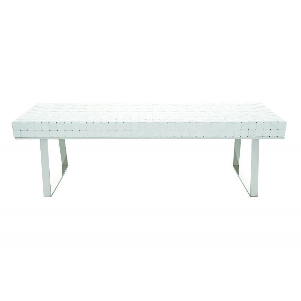Karlee White Leather Occasional Bench