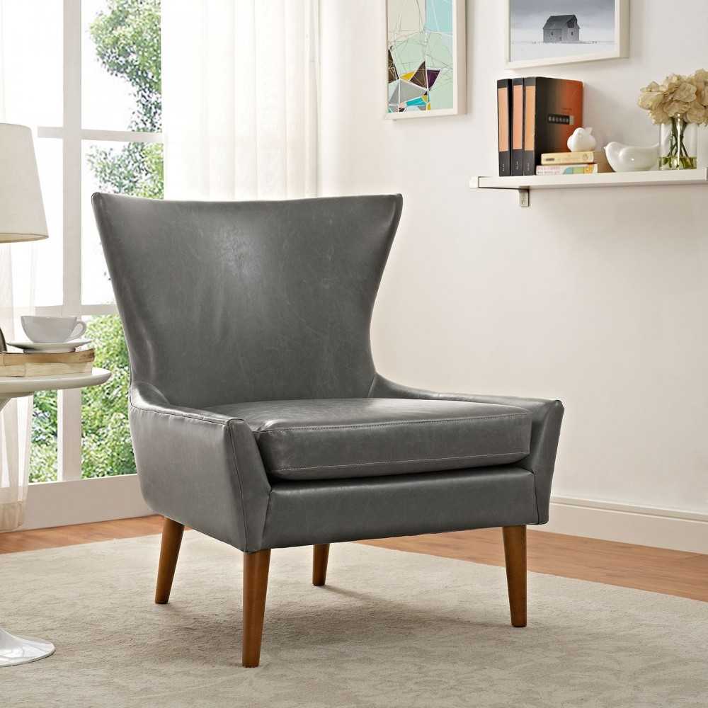 Keen Upholstered Vinyl Armchair, Gray