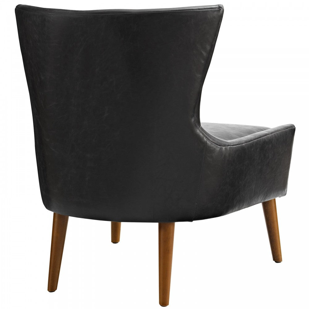Keen Upholstered Vinyl Armchair, Black