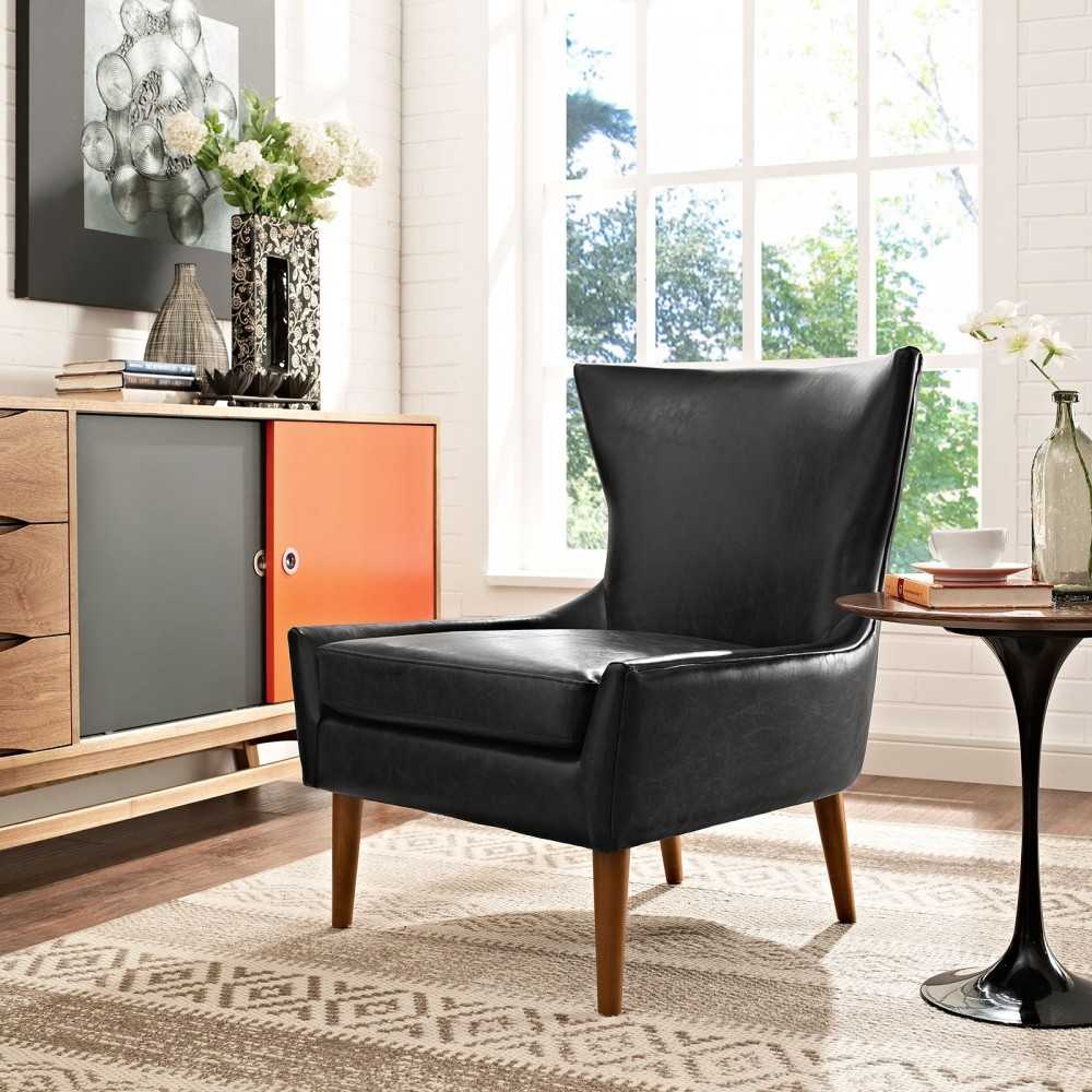 Keen Upholstered Vinyl Armchair, Black