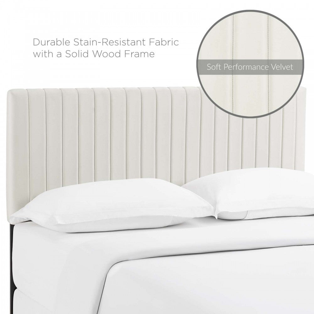 Keira King/California King Performance Velvet Headboard, Ivory