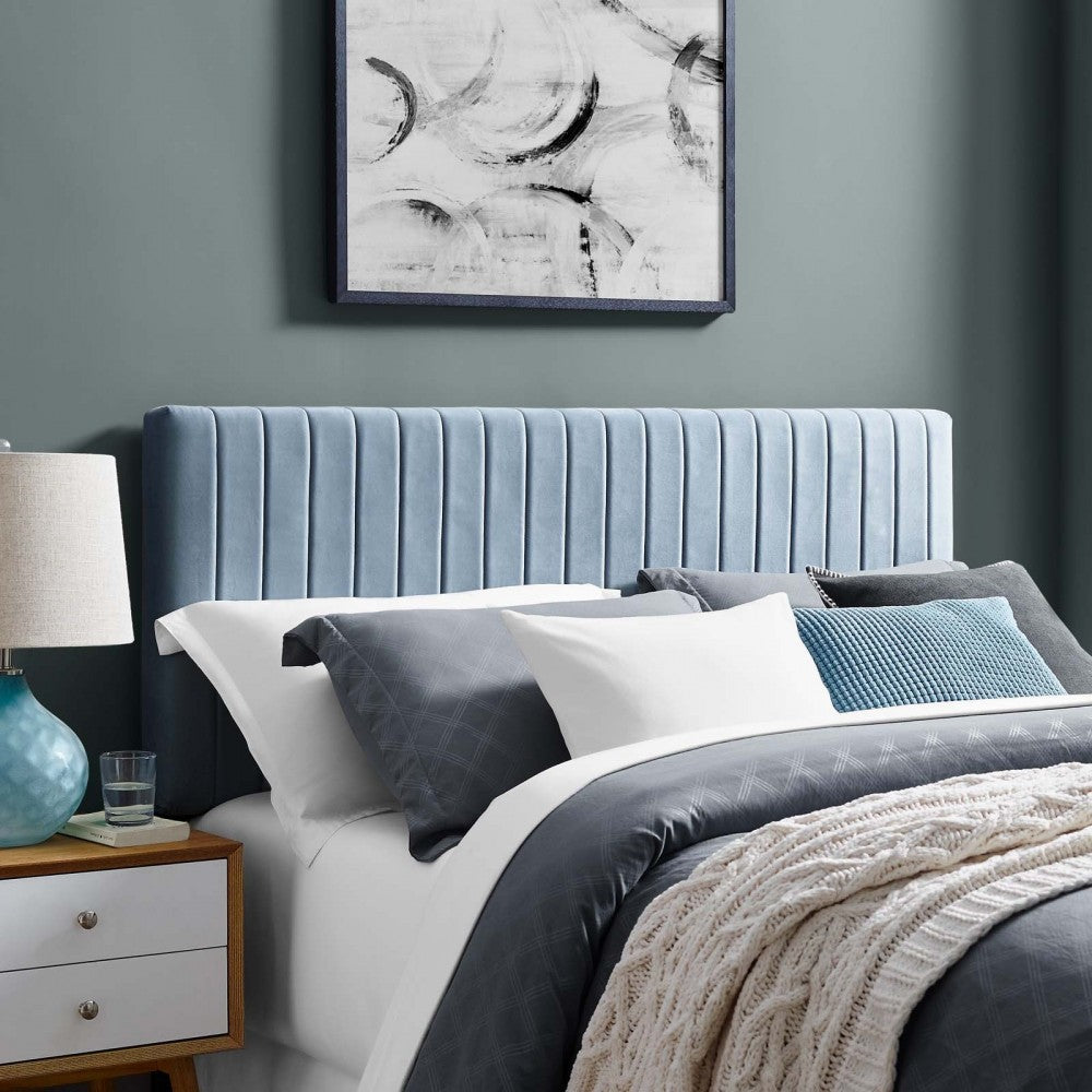 Keira King/California King Performance Velvet Headboard, Light Blue