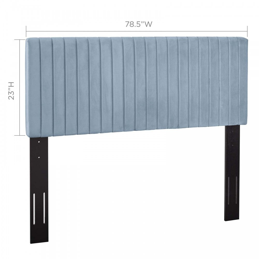 Keira King/California King Performance Velvet Headboard, Light Blue