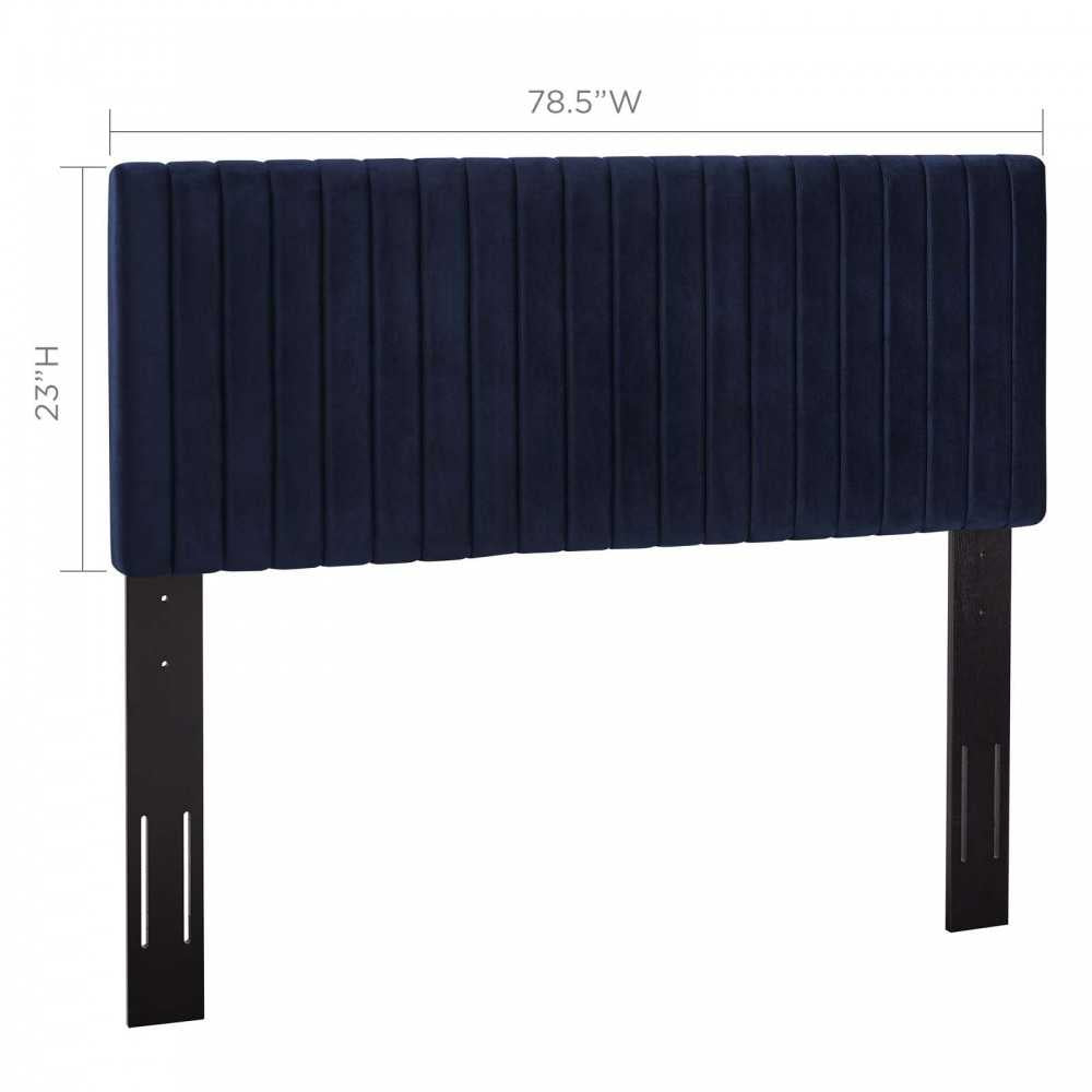 Keira King/California King Performance Velvet Headboard, Midnight Blue