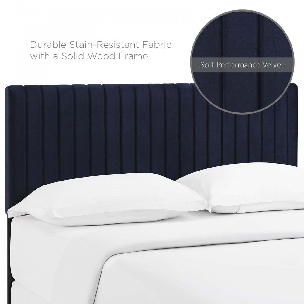 Keira King/California King Performance Velvet Headboard, Midnight Blue