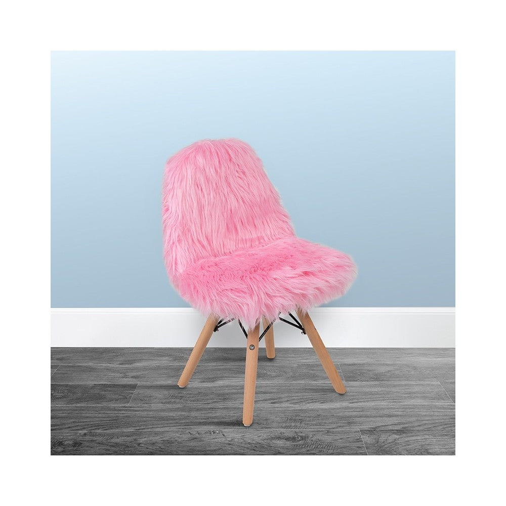 Kids Shaggy Dog Light Pink Accent Chair