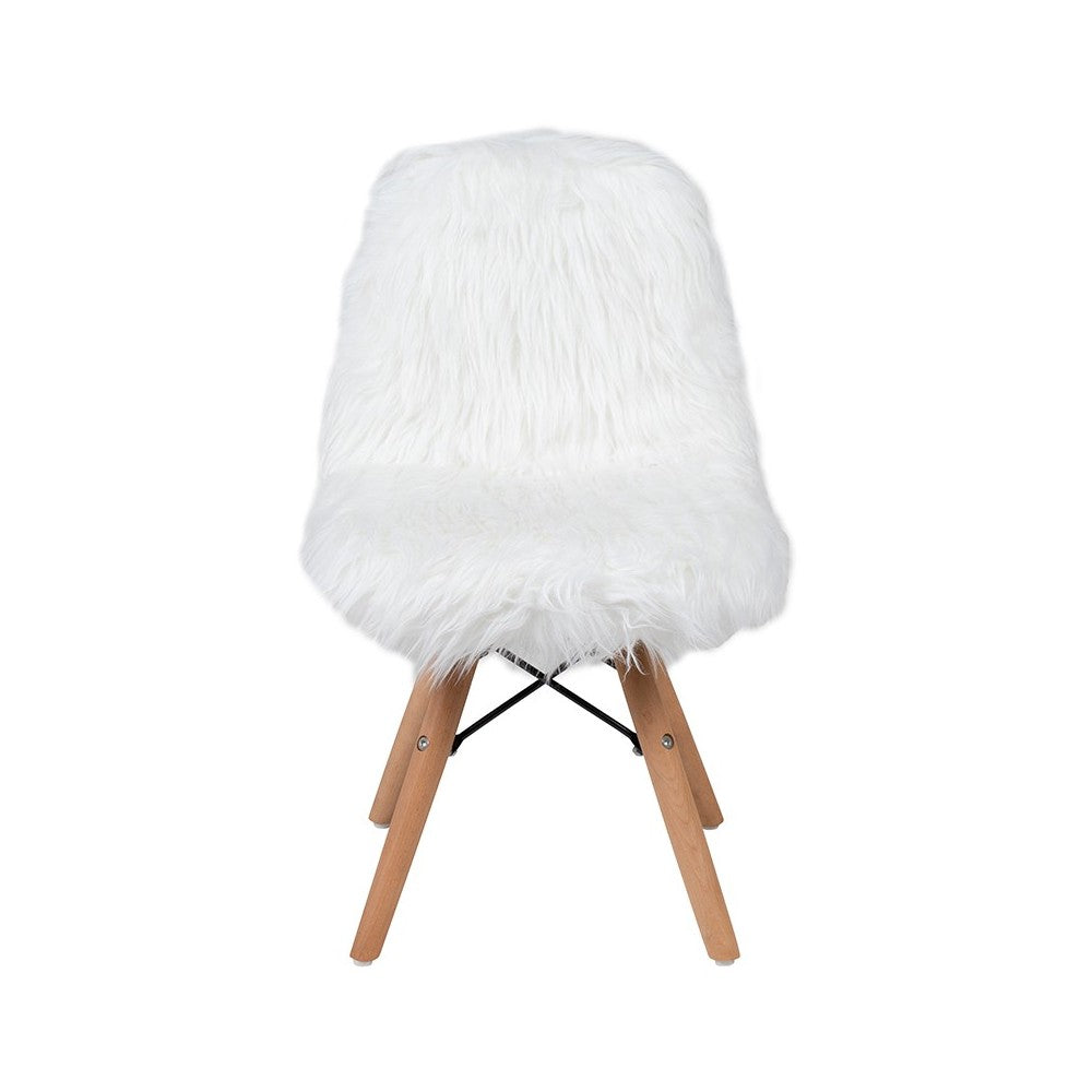 Kids Shaggy Dog White Accent Chair