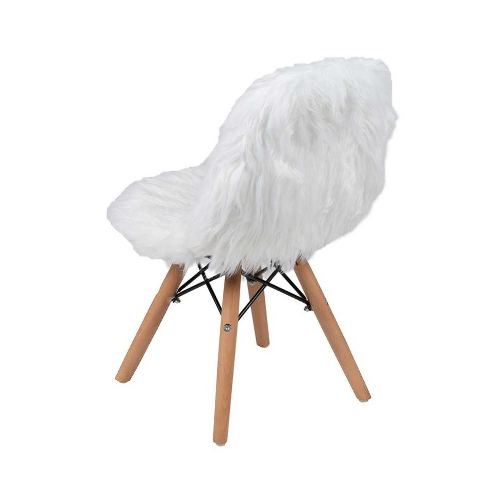 Kids Shaggy Dog White Accent Chair