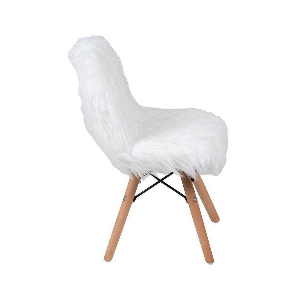 Kids Shaggy Dog White Accent Chair