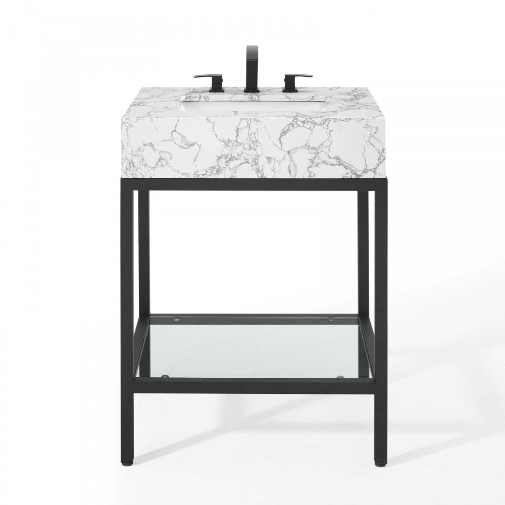 Kingsley 26" Black Stainless Steel Bathroom Vanity