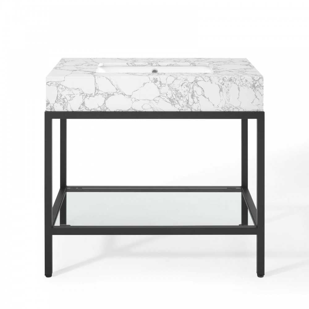 Kingsley 36" Black Stainless Steel Bathroom Vanity