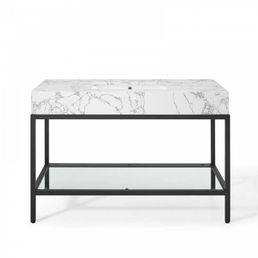 Kingsley 50" Black Stainless Steel Bathroom Vanity